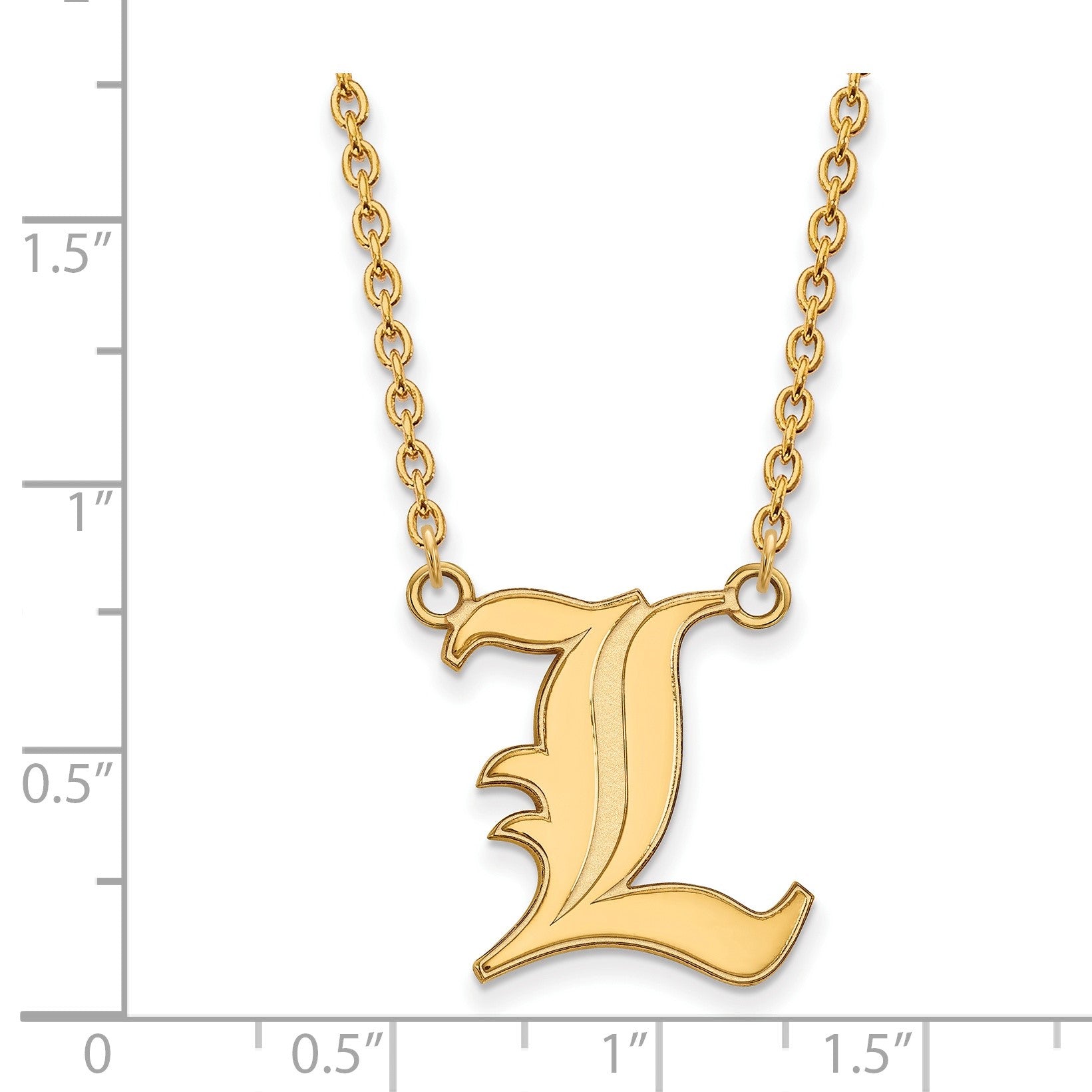 Vergoldet Sterlingsilber Logoart University Of Louisville Buchstabe L Groß Anhänger 18 Zoll Halskette