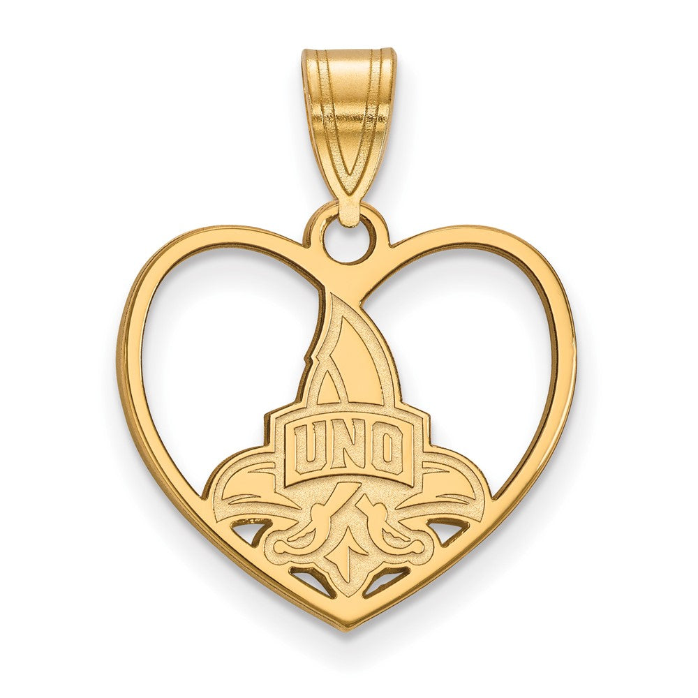 Vergoldet Sterlingsilber Logoart University Of New Orleans U N O Herz Anhänger
