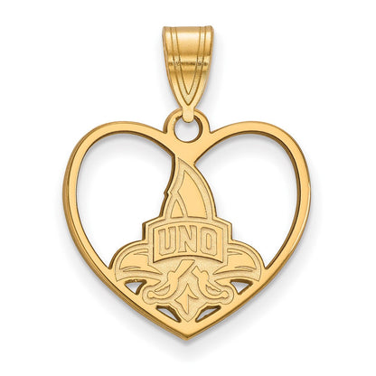 Vergoldet Sterlingsilber Logoart University Of New Orleans U N O Herz Anhänger