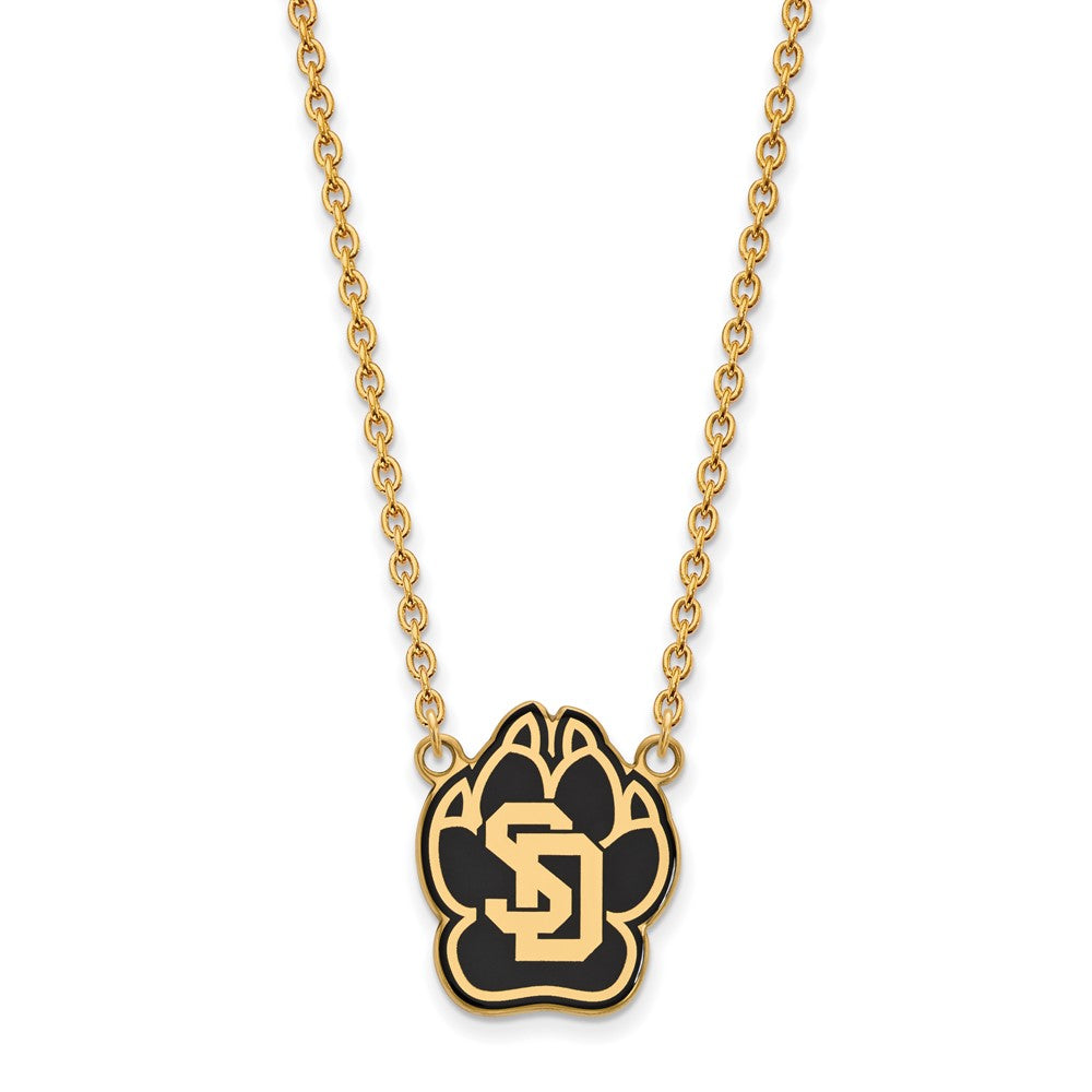 Vergoldet Sterlingsilber Logoart University Of South Dakota Groß Emailliert Anhänger 18 Zoll Halskette