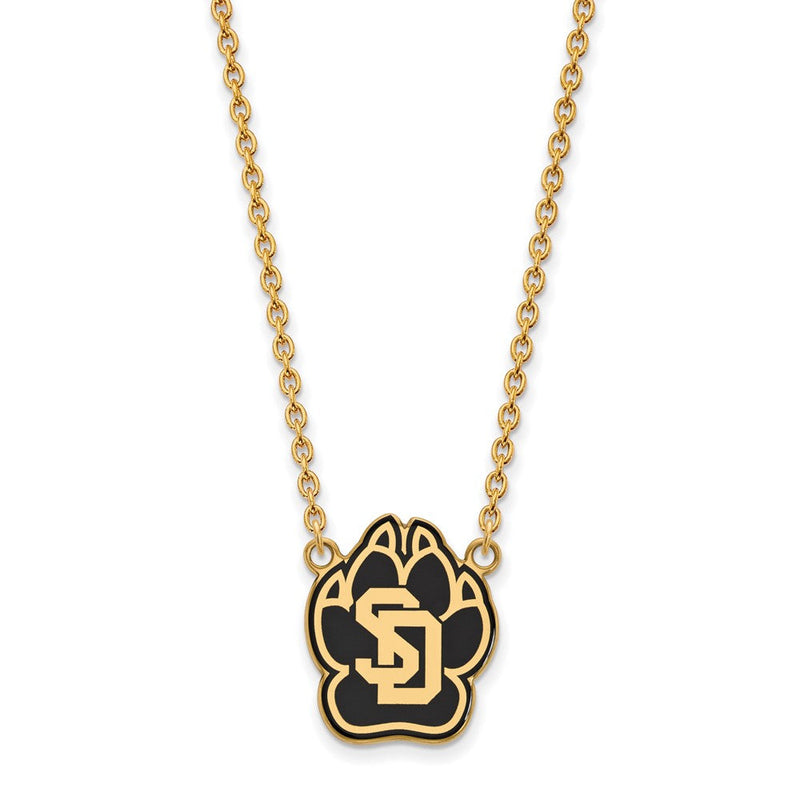 Vergoldet Sterlingsilber Logoart University Of South Dakota Groß Emailliert Anhänger 18 Zoll Halskette