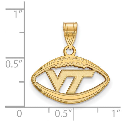 Vergoldet Sterlingsilber Logoart Virginia Tech V T Football Anhänger