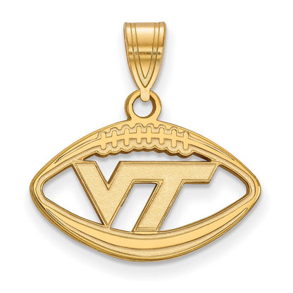 Vergoldet Sterlingsilber Logoart Virginia Tech V T Football Anhänger