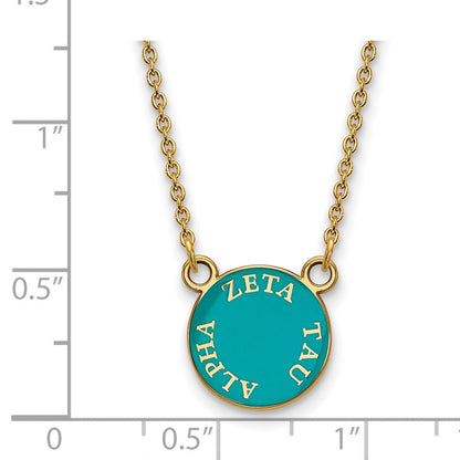 Vergoldet Sterlingsilber Logoart Zeta Tau Alpha Sorority Text Klein Farbe Emaille Anhänger 18 Zoll Halskette