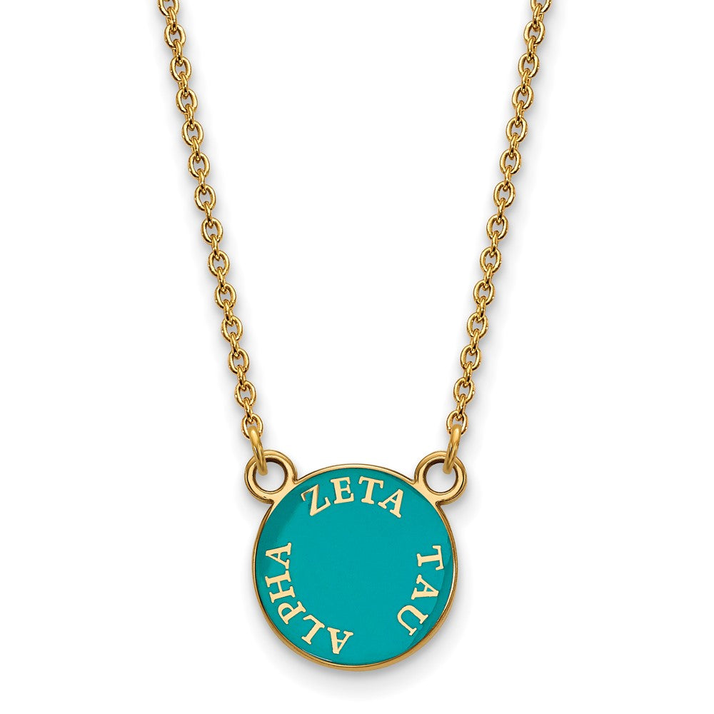 Vergoldet Sterlingsilber Logoart Zeta Tau Alpha Sorority Text Klein Farbe Emaille Anhänger 18 Zoll Halskette