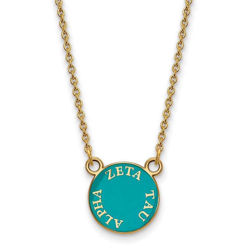 Vergoldet Sterlingsilber Logoart Zeta Tau Alpha Sorority Text Klein Farbe Emaille Anhänger 18 Zoll Halskette