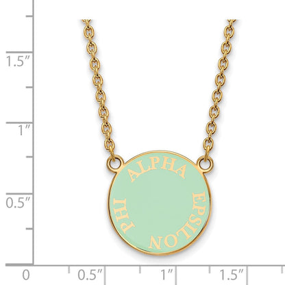 Vergoldet Sterlingsilber Logoart Alpha Epsilon Phi Sorority Text Klein Farbe Emaille Anhänger 18 Zoll Halskette