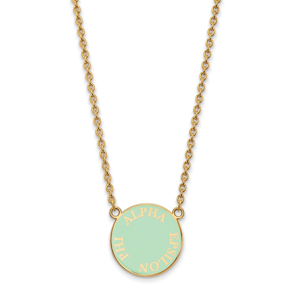 Vergoldet Sterlingsilber Logoart Alpha Epsilon Phi Sorority Text Klein Farbe Emaille Anhänger 18 Zoll Halskette