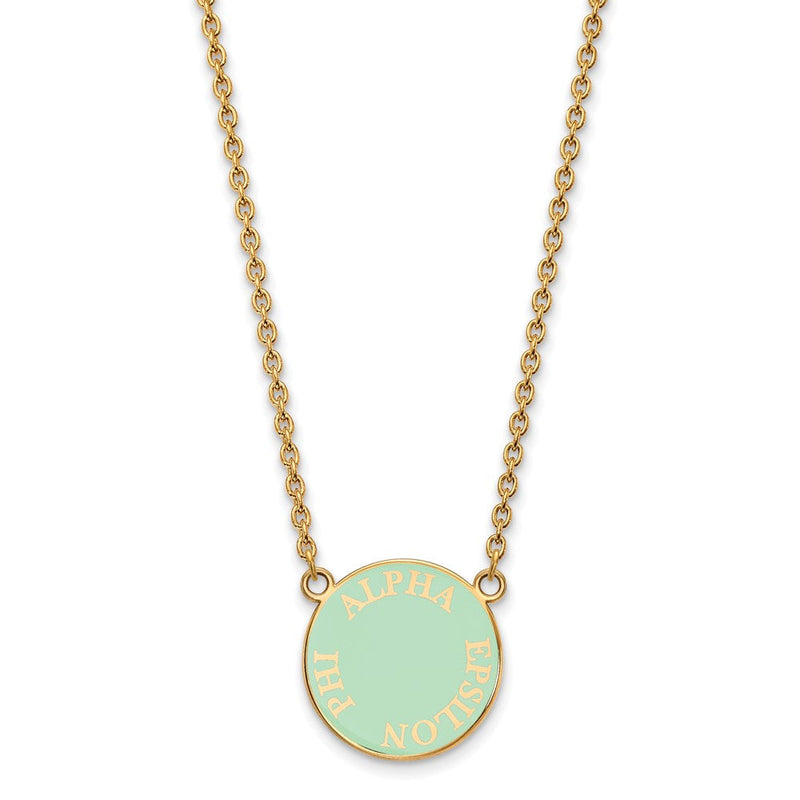Vergoldet Sterlingsilber Logoart Alpha Epsilon Phi Sorority Text Klein Farbe Emaille Anhänger 18 Zoll Halskette