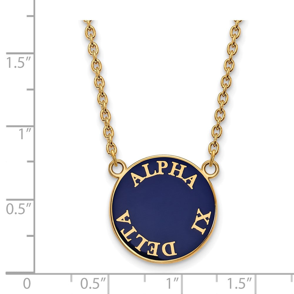 Vergoldet Sterlingsilber Logoart Alpha Xi Delta Sorority Text Groß Farbe Emaille Anhänger 18 Zoll Halskette