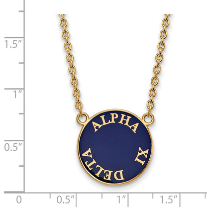Vergoldet Sterlingsilber Logoart Alpha Xi Delta Sorority Text Groß Farbe Emaille Anhänger 18 Zoll Halskette
