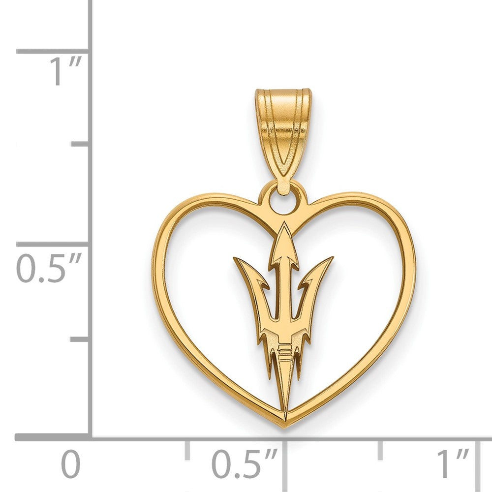 Vergoldet Sterlingsilber Logoart Arizona State University Pitchfork Herz Anhänger