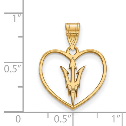 Vergoldet Sterlingsilber Logoart Arizona State University Pitchfork Herz Anhänger