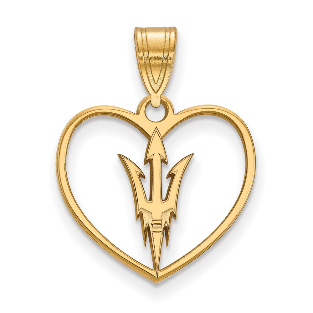 Vergoldet Sterlingsilber Logoart Arizona State University Pitchfork Herz Anhänger