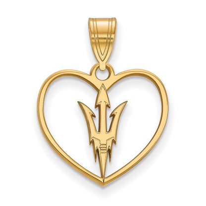 Vergoldet Sterlingsilber Logoart Arizona State University Pitchfork Herz Anhänger