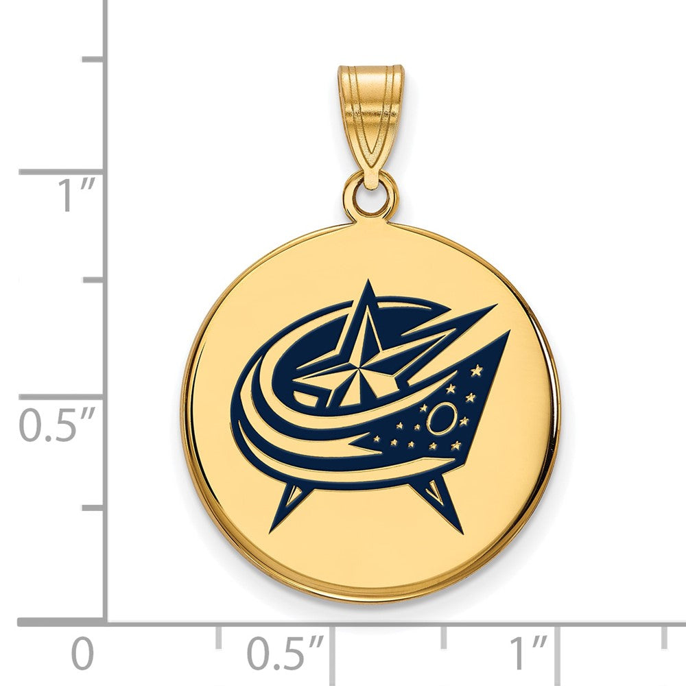 Vergoldet Sterlingsilber Nhl Logoart Columbus Blau Jacken Groß Emailliert Plättchen Anhänger