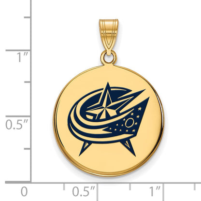 Vergoldet Sterlingsilber Nhl Logoart Columbus Blau Jacken Groß Emailliert Plättchen Anhänger
