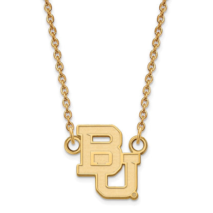 14K Gelbgold Logoart Baylor University Bears Klein Anhänger 18 Zoll Halskette