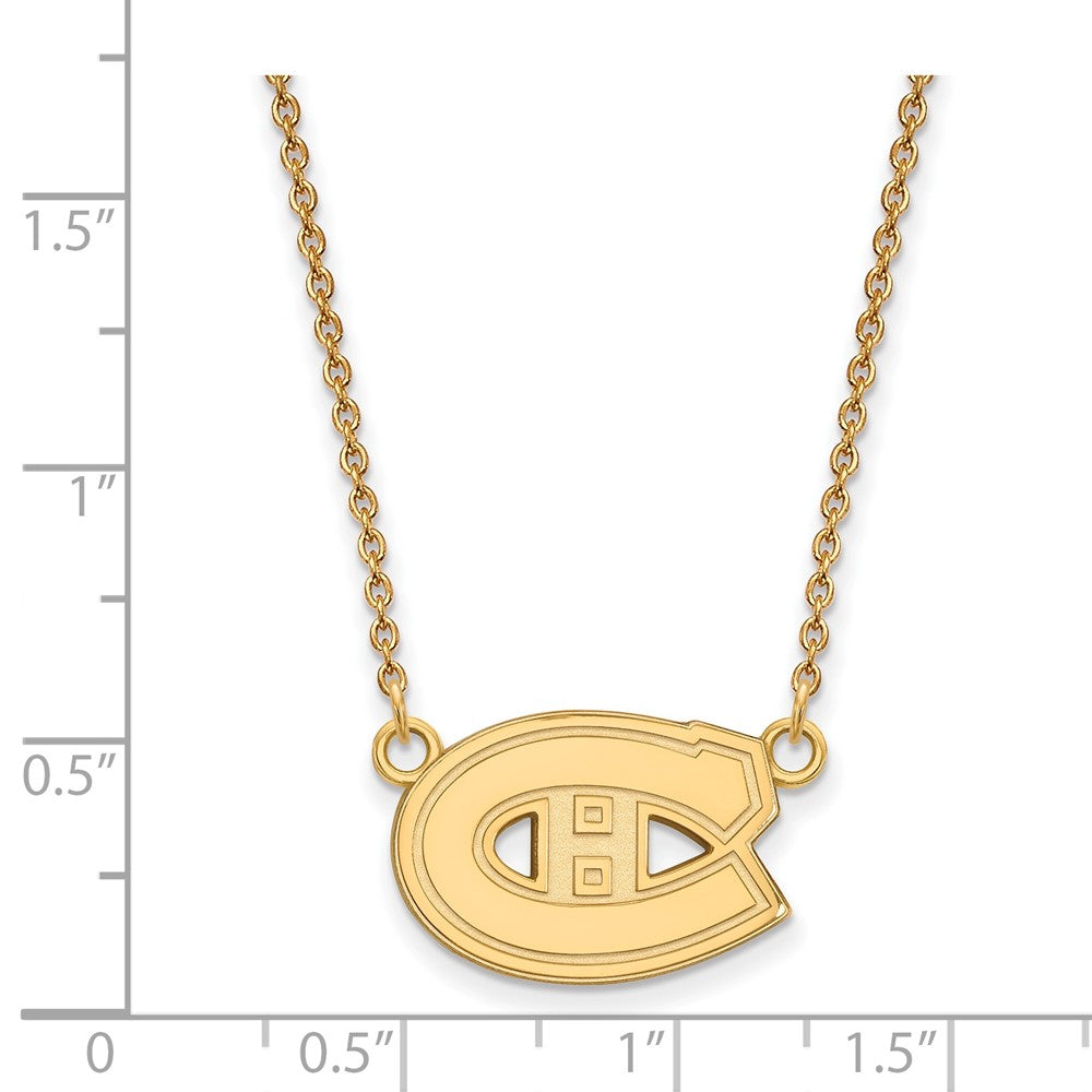 10K Gelbgold Nhl Logoart Montreal Canadiens Klein Anhänger 18 Zoll Halskette