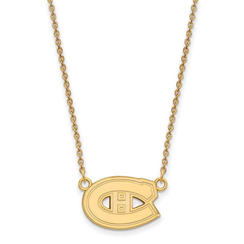 Vergoldet Sterlingsilber Nhl Logoart Montreal Canadiens Klein Anhänger 18 Zoll Halskette