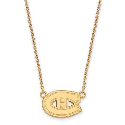 10K Gelbgold Nhl Logoart Montreal Canadiens Klein Anhänger 18 Zoll Halskette