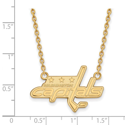 Vergoldet Sterlingsilber Nhl Logoart Washington Capitals Groß Anhänger 18 Zoll Halskette