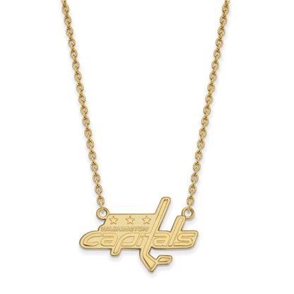 Vergoldet Sterlingsilber Nhl Logoart Washington Capitals Groß Anhänger 18 Zoll Halskette