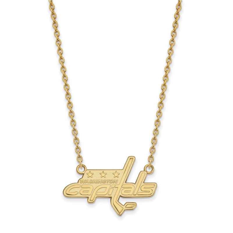 Vergoldet Sterlingsilber Nhl Logoart Washington Capitals Groß Anhänger 18 Zoll Halskette