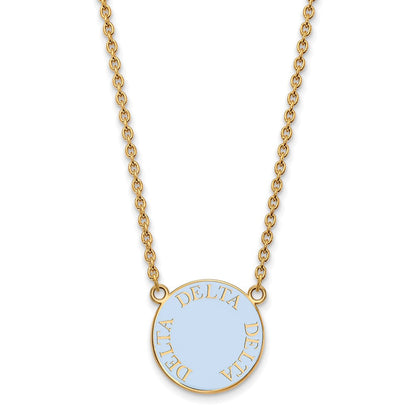 Vergoldet Sterlingsilber Logoart Delta Sorority Text Groß Farbe Emaille Anhänger 18 Zoll Halskette