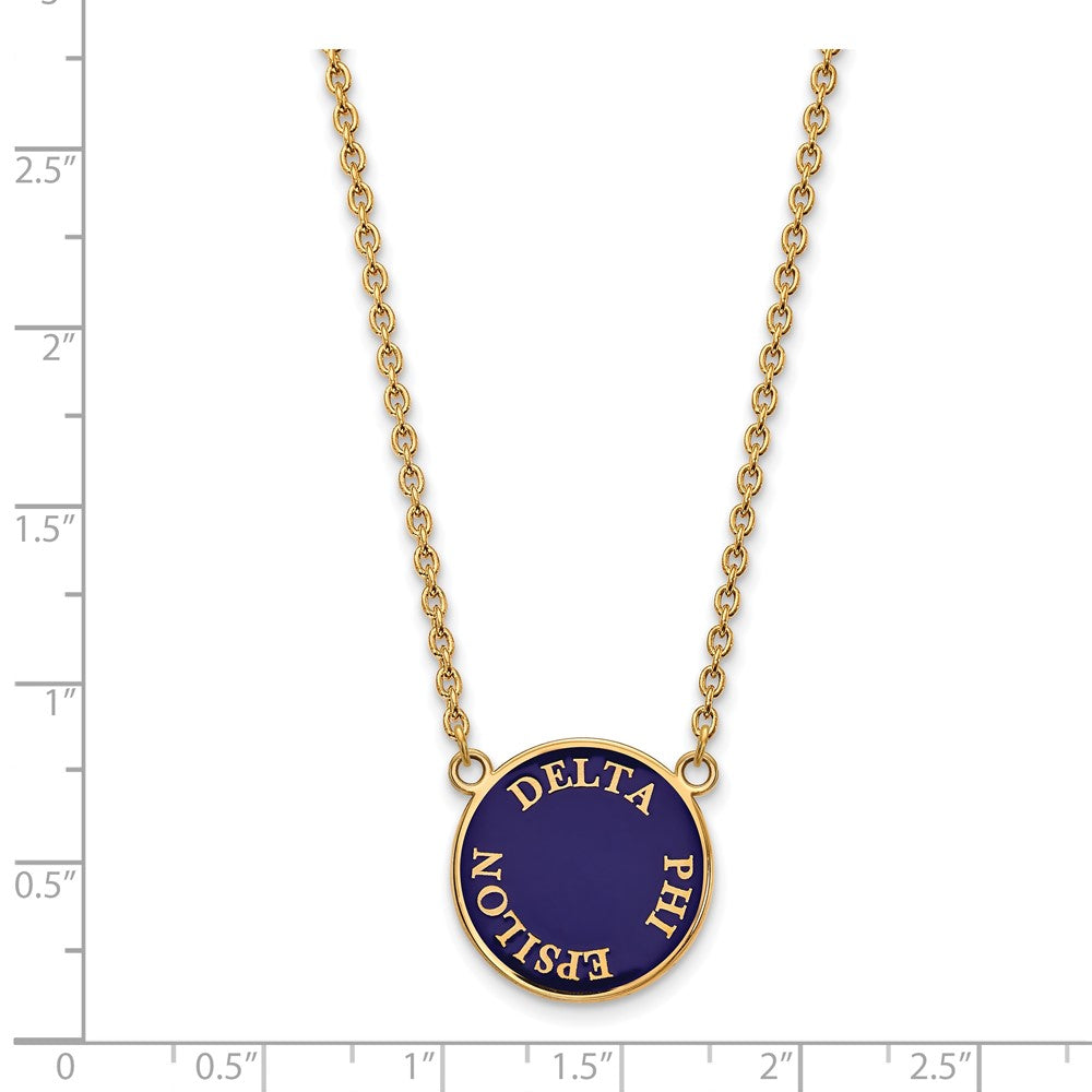 Vergoldet Sterlingsilber Logoart Delta Phi Epsilon Sorority Text Groß Farbe Emaille Anhänger 18 Zoll Halskette