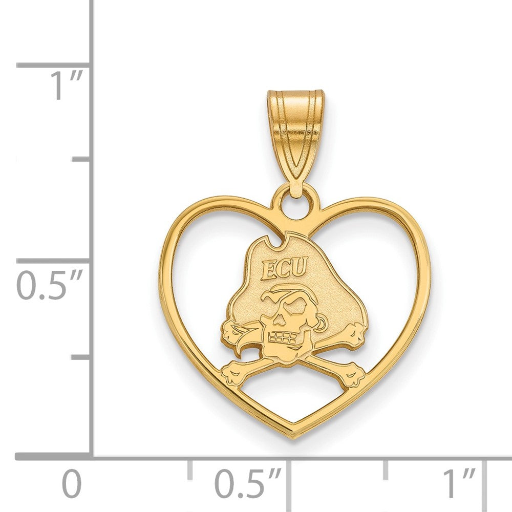 Vergoldet Sterlingsilber Logoart Ost Carolina University Pirat Herz Anhänger