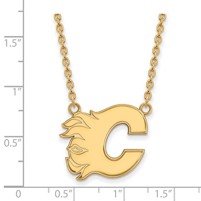 10K Gelbgold Nhl Logoart Calgary Flames Buchstabe C Groß Anhänger 18 Zoll Halskette