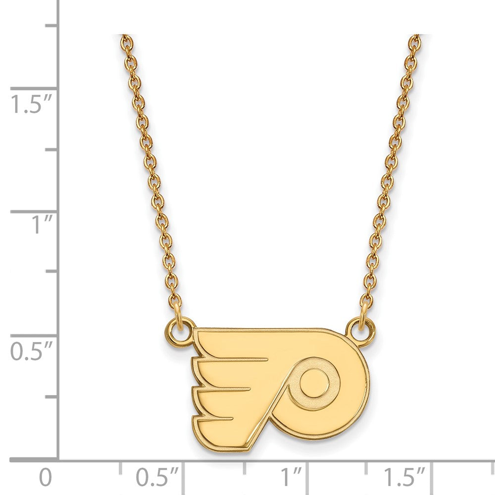 Vergoldet Sterlingsilber Nhl Logoart Philadelphia Flyers Sm Anhänger 18 Zoll Halskette