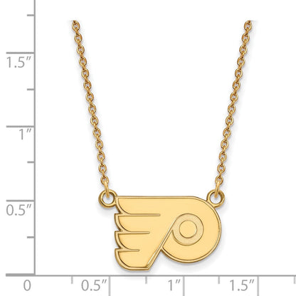 Vergoldet Sterlingsilber Nhl Logoart Philadelphia Flyers Sm Anhänger 18 Zoll Halskette