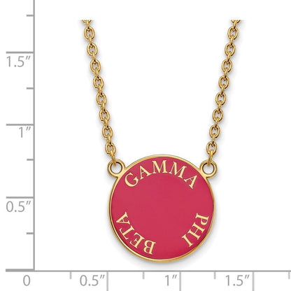 Vergoldet Sterlingsilber Logoart Gamma Phi Beta Sorority Text Groß Farbe Emaille Anhänger 18 Zoll Halskette
