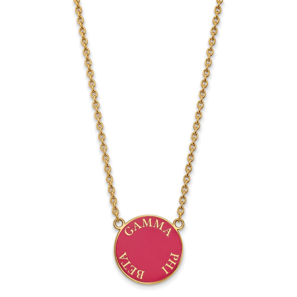 Vergoldet Sterlingsilber Logoart Gamma Phi Beta Sorority Text Groß Farbe Emaille Anhänger 18 Zoll Halskette