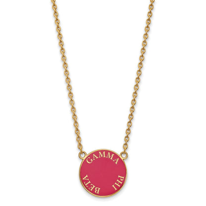 Vergoldet Sterlingsilber Logoart Gamma Phi Beta Sorority Text Groß Farbe Emaille Anhänger 18 Zoll Halskette