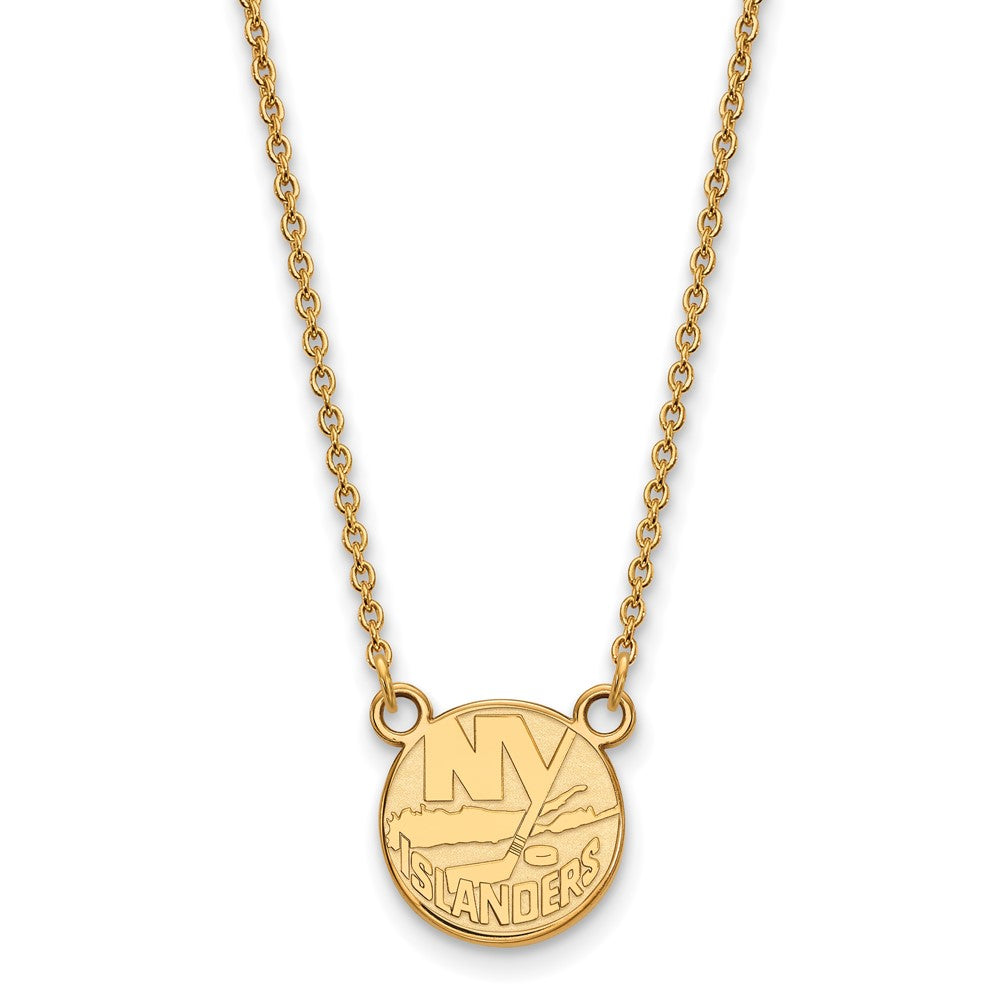 14K Gelbgold Nhl Logoart New York Islanders Klein Anhänger 18 Zoll Halskette