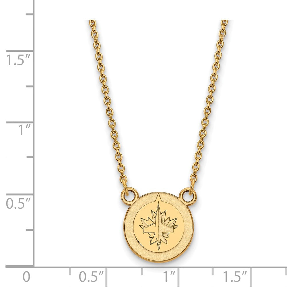 10K Gelbgold Nhl Logoart Winnipeg Jets Klein Anhänger 18 Zoll Halskette