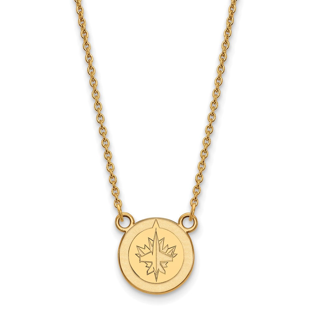 10K Gelbgold Nhl Logoart Winnipeg Jets Klein Anhänger 18 Zoll Halskette