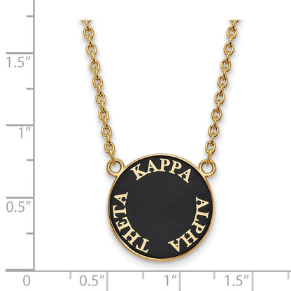 Vergoldet Sterlingsilber Logoart Kappa Alpha Theta Sorority Text Groß Farbe Emaille Anhänger 18 Zoll Halskette