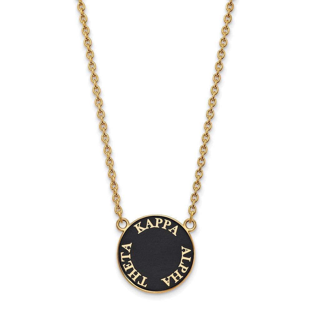 Vergoldet Sterlingsilber Logoart Kappa Alpha Theta Sorority Text Groß Farbe Emaille Anhänger 18 Zoll Halskette