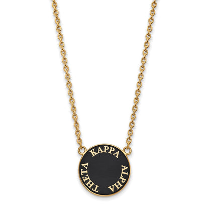 Vergoldet Sterlingsilber Logoart Kappa Alpha Theta Sorority Text Groß Farbe Emaille Anhänger 18 Zoll Halskette
