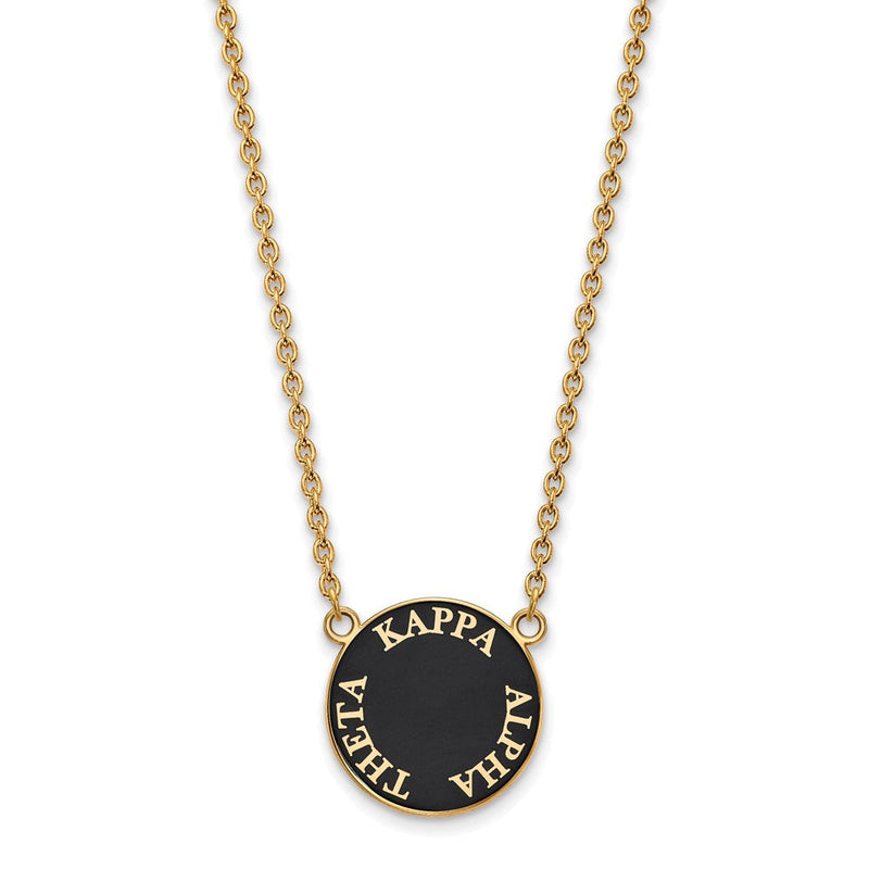 Vergoldet Sterlingsilber Logoart Kappa Alpha Theta Sorority Text Groß Farbe Emaille Anhänger 18 Zoll Halskette
