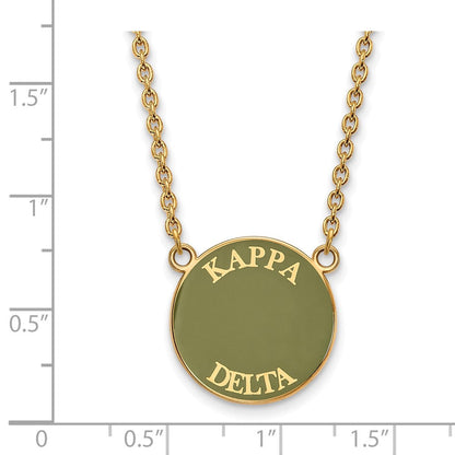 Vergoldet Sterlingsilber Logoart Kappa Delta Sorority Text Groß Farbe Emaille Anhänger 18 Zoll Halskette