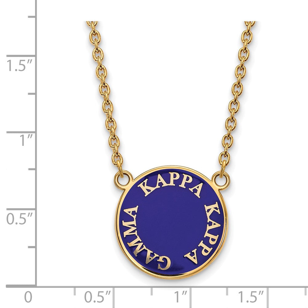 Vergoldet Sterlingsilber Logoart Kappa Gamma Sorority Text Groß Farbe Emaille Anhänger 18 Zoll Halskette