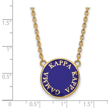 Vergoldet Sterlingsilber Logoart Kappa Gamma Sorority Text Groß Farbe Emaille Anhänger 18 Zoll Halskette