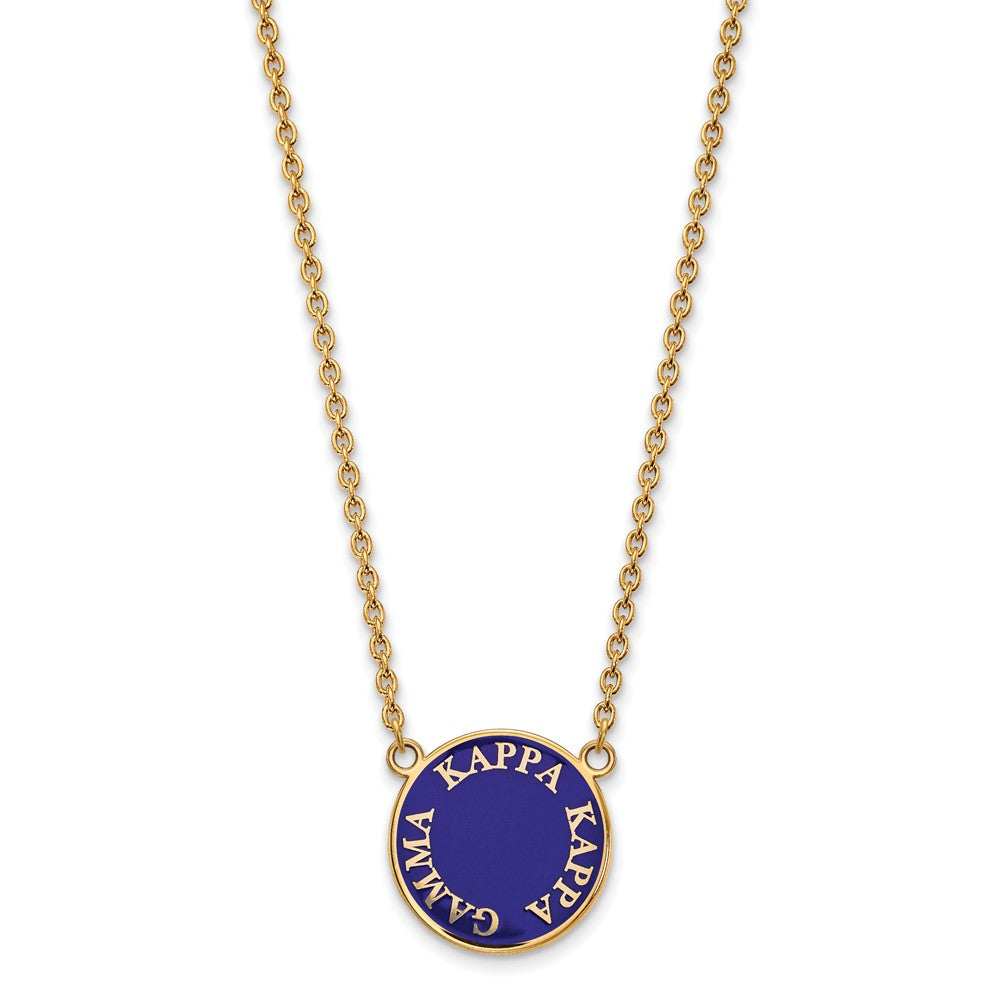 Vergoldet Sterlingsilber Logoart Kappa Gamma Sorority Text Groß Farbe Emaille Anhänger 18 Zoll Halskette