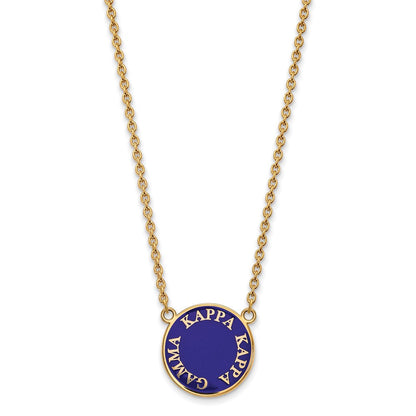 Vergoldet Sterlingsilber Logoart Kappa Gamma Sorority Text Groß Farbe Emaille Anhänger 18 Zoll Halskette