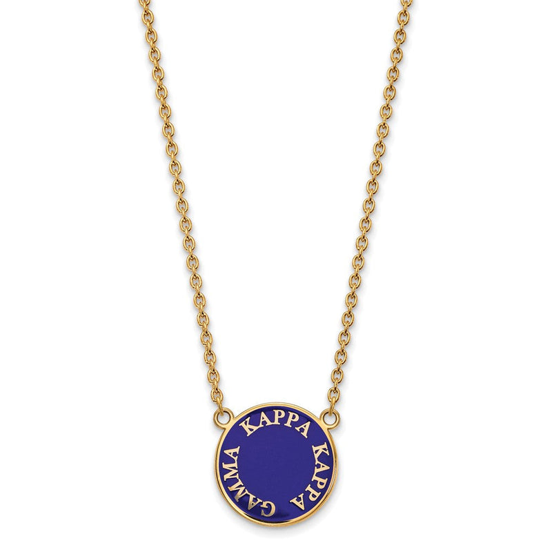 Vergoldet Sterlingsilber Logoart Kappa Gamma Sorority Text Groß Farbe Emaille Anhänger 18 Zoll Halskette